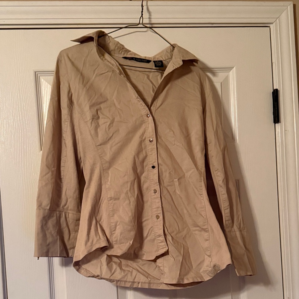 Zac and Rachel Tan Button-Up Shirt size small